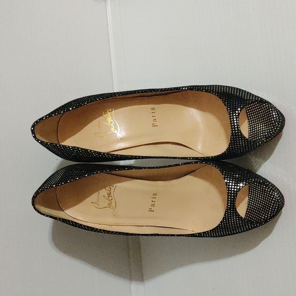 Christian Louboutin Two Tone Suede Peep Toe Pumps Size EU 36,5 US 6,5 - Picture 4 of 11